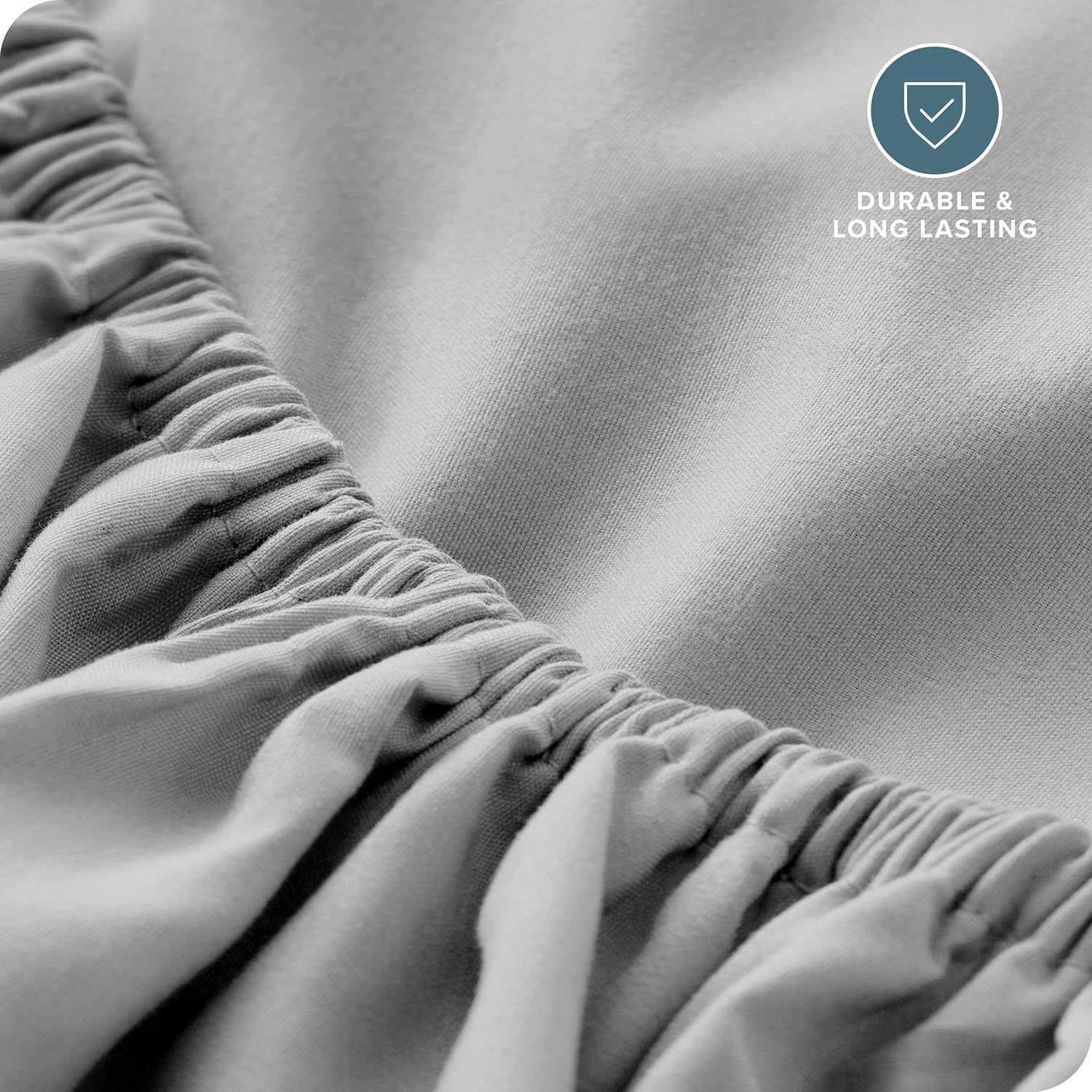 Luxurious King Size Fitted Sheet - 1800 Thread Count Microfiber, Light Grey
