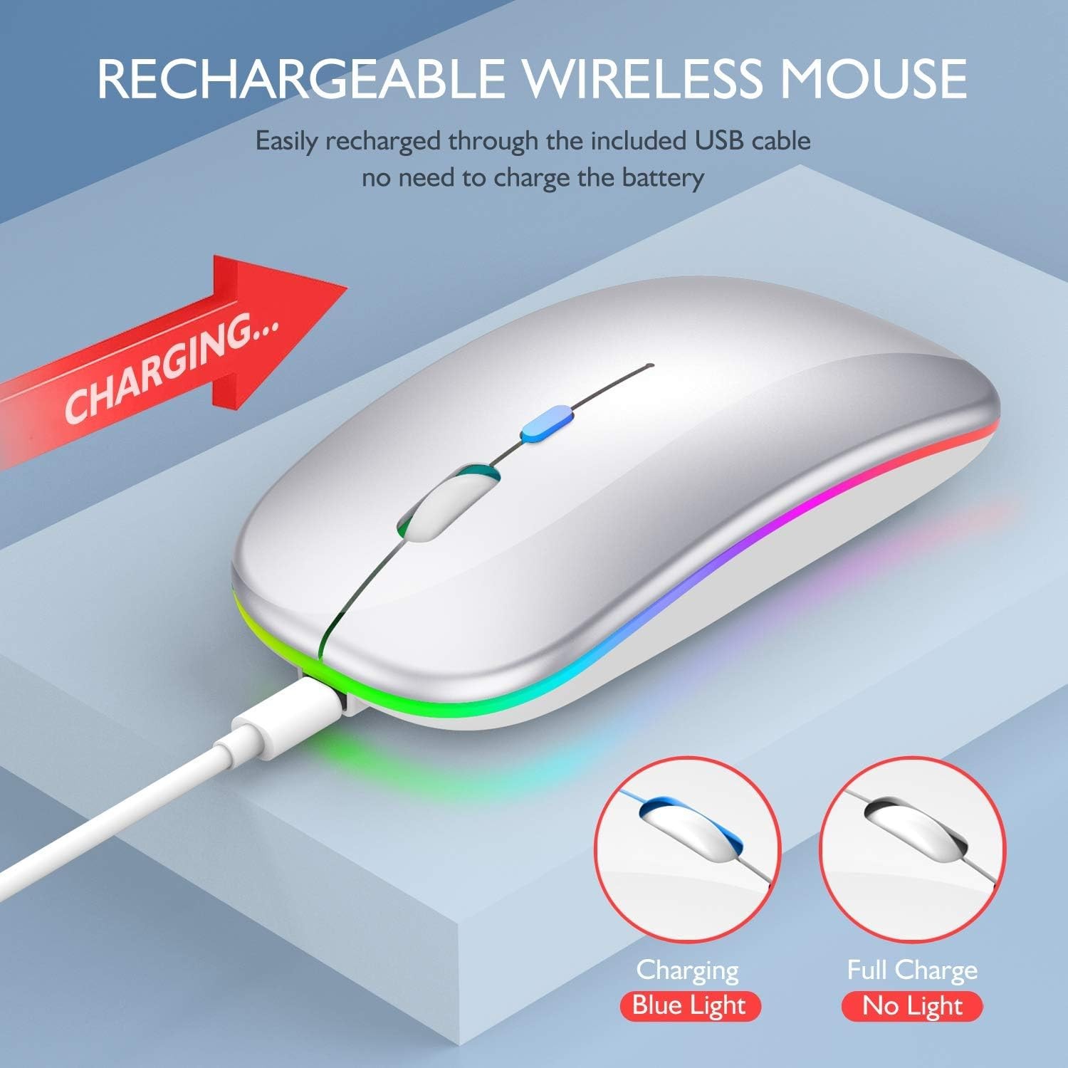 Wireless Bluetooth Mouse for MacBook Air/Mac/Pro/Laptop/Computer/PC,Rechargeable