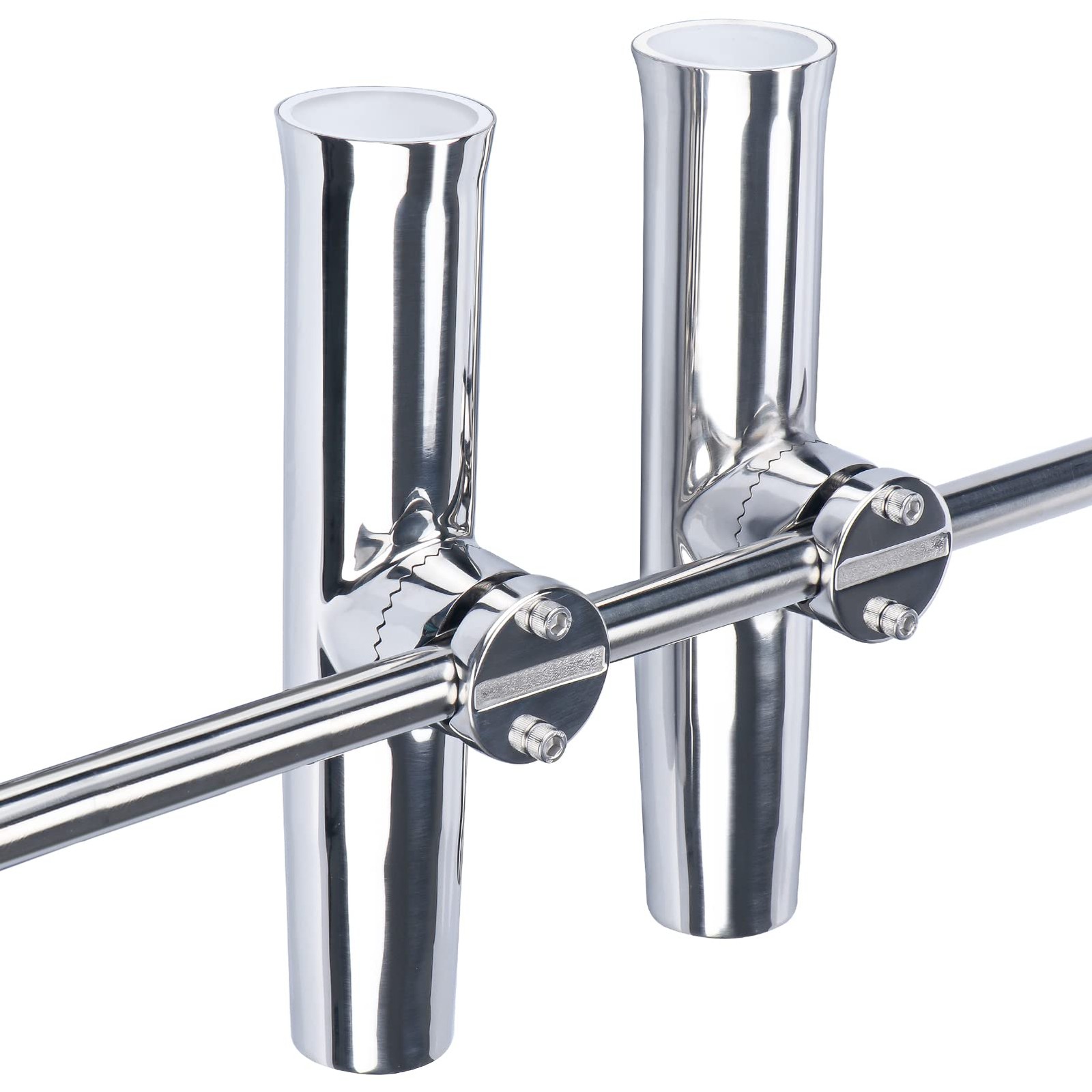 2PCS Tournament Style Boat Fishing Rod Holders, 316 Stainless Steel Silver