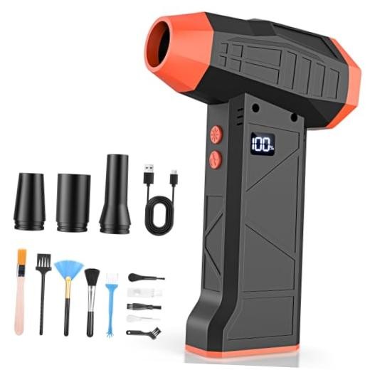 15-in-1 Electric Compressed Air Duster, 110000RPM Cordless Portable Air Orange