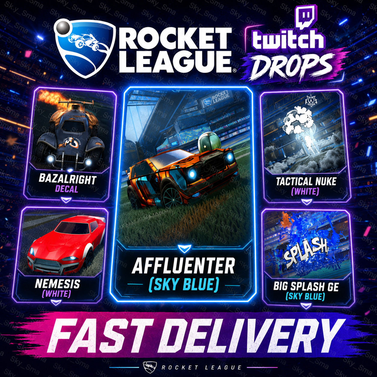 Rocket League Twitch Drops - RL x Drop Rush - 5 Items