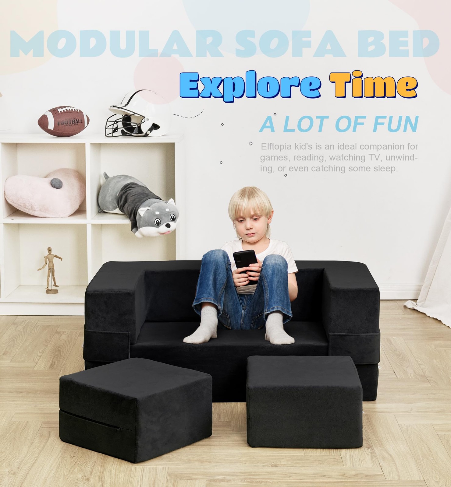 Modular Kids Sofa,Toddler Couch Foam Armchair for Kids, Children Convertible ...