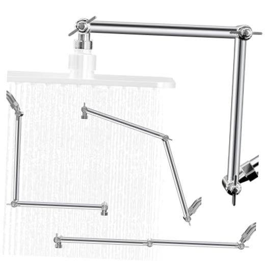20 IN Shower Head Extension Arm, Anti-Leak Adjustable Shower Arm Extender 20IN