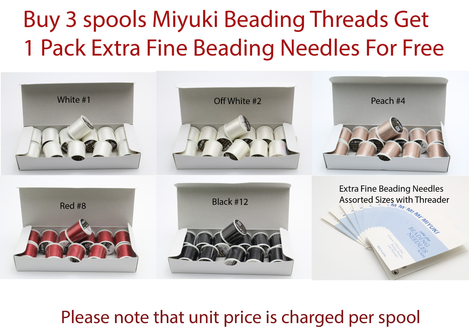 Buy 3 Spools Miyuki Beading Threads Get A Free Pack Extra Fine Beading Needles