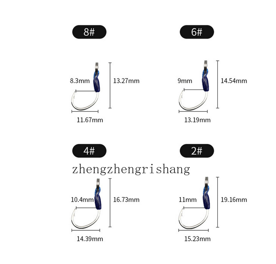 10Pcs Assist Hooks Stainless Steel Jigging Fishing Hook with Size 2# 4# 6# 8#