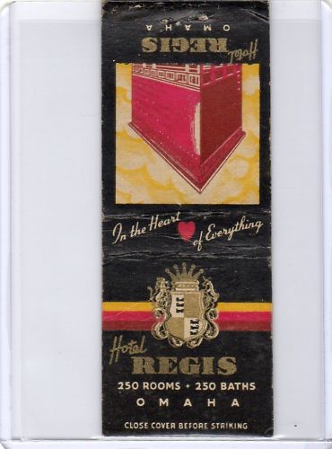 HOTEL REGIS 350 ROOMS 350 BATHS OMAHA MATCHBOOK COVER