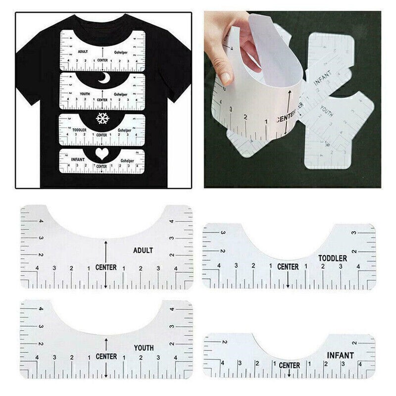 4PCS T-Shirt Ruler Guide Centering HTV Alignment Tool for Cricut vinyl Decals