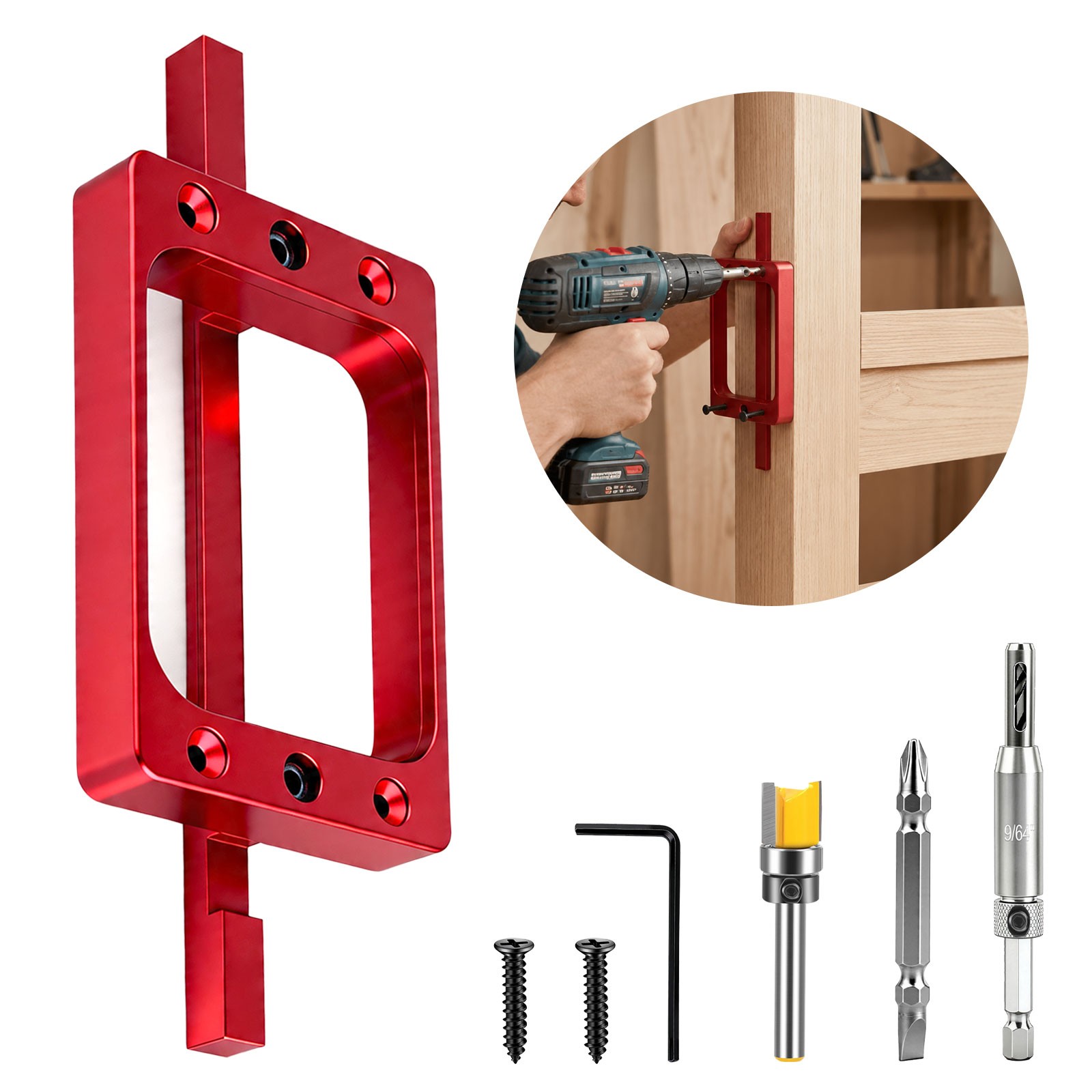 3-1/2" Door Hinge Jig Aluminum Mortise Template Kit for Router Door Jamb Hinge