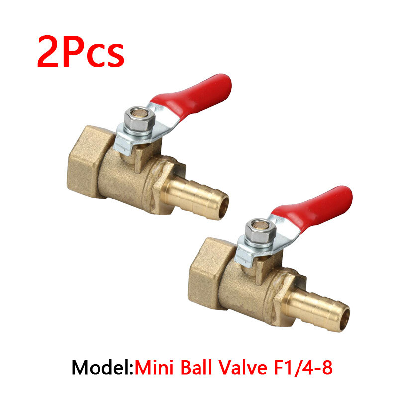 2Pcs Brass Ball Valve 1/4'' BSP Female Thread to Barb Hose Connector Air Water