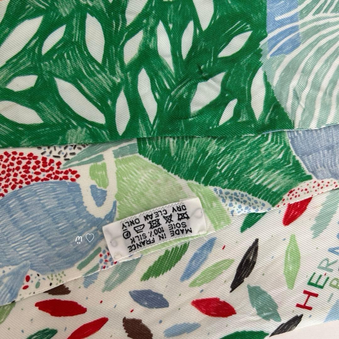 HERMES Twilly Each Nest Building Silk Ribbon Scarf Bird