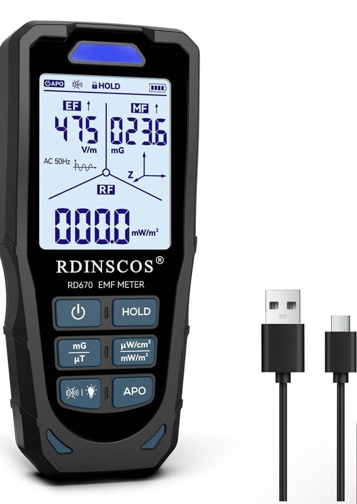 Portable EMF Tester with LED Indicators for Low, Medium, and High Readings