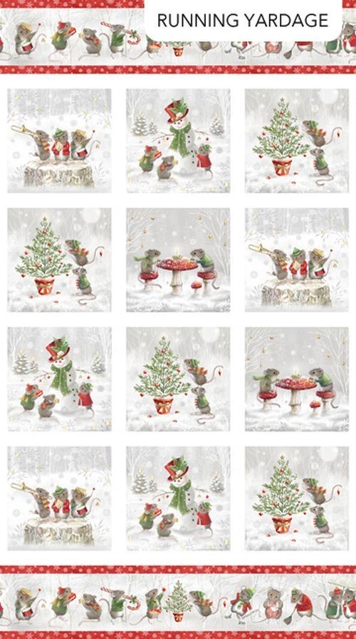 The Christmas Mouse Flannel By Northcott - White Friends Panel  #F28035-10