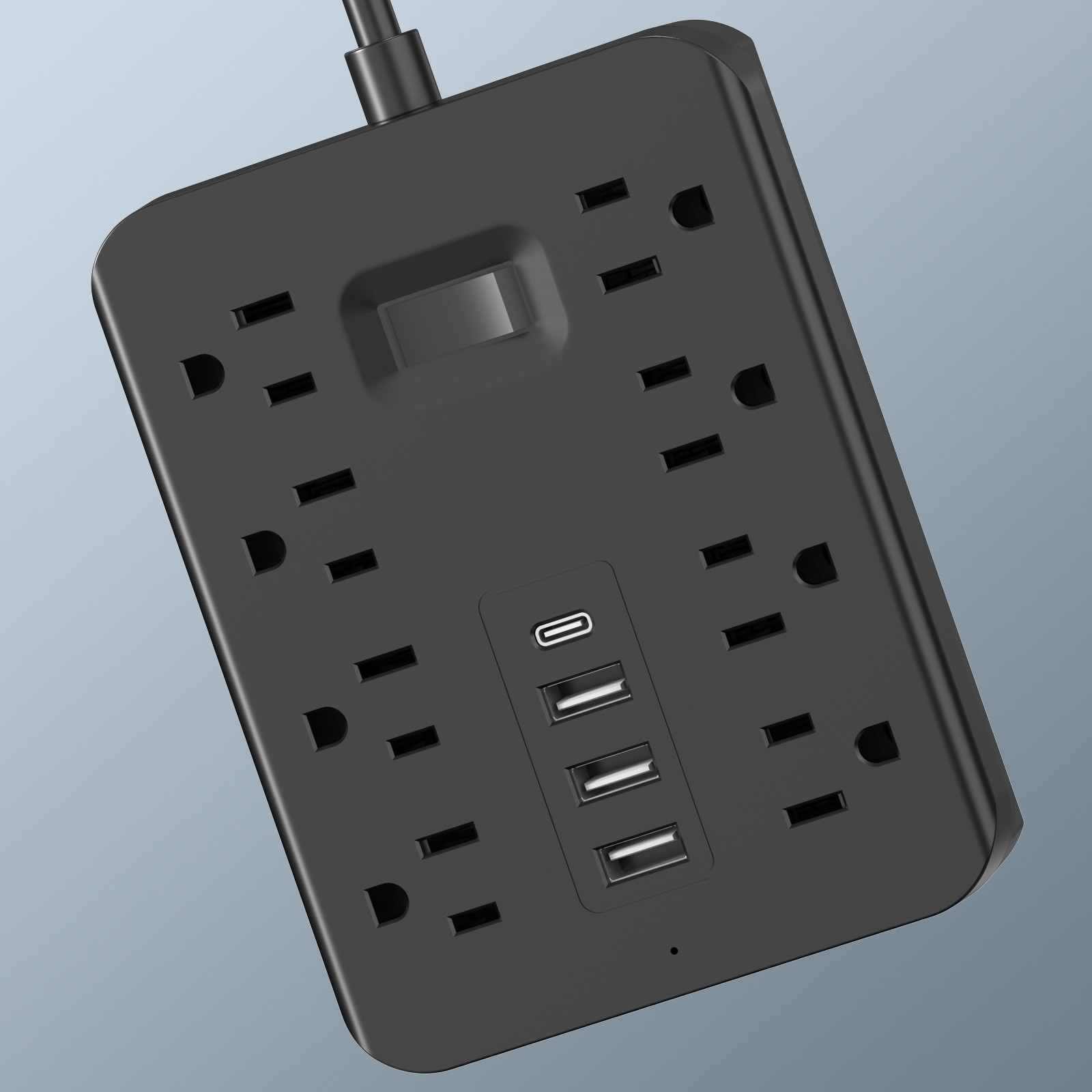 US Surge Protector Power Strip 8 AC Outlets USB Ports Type C Plug Wall Mountable