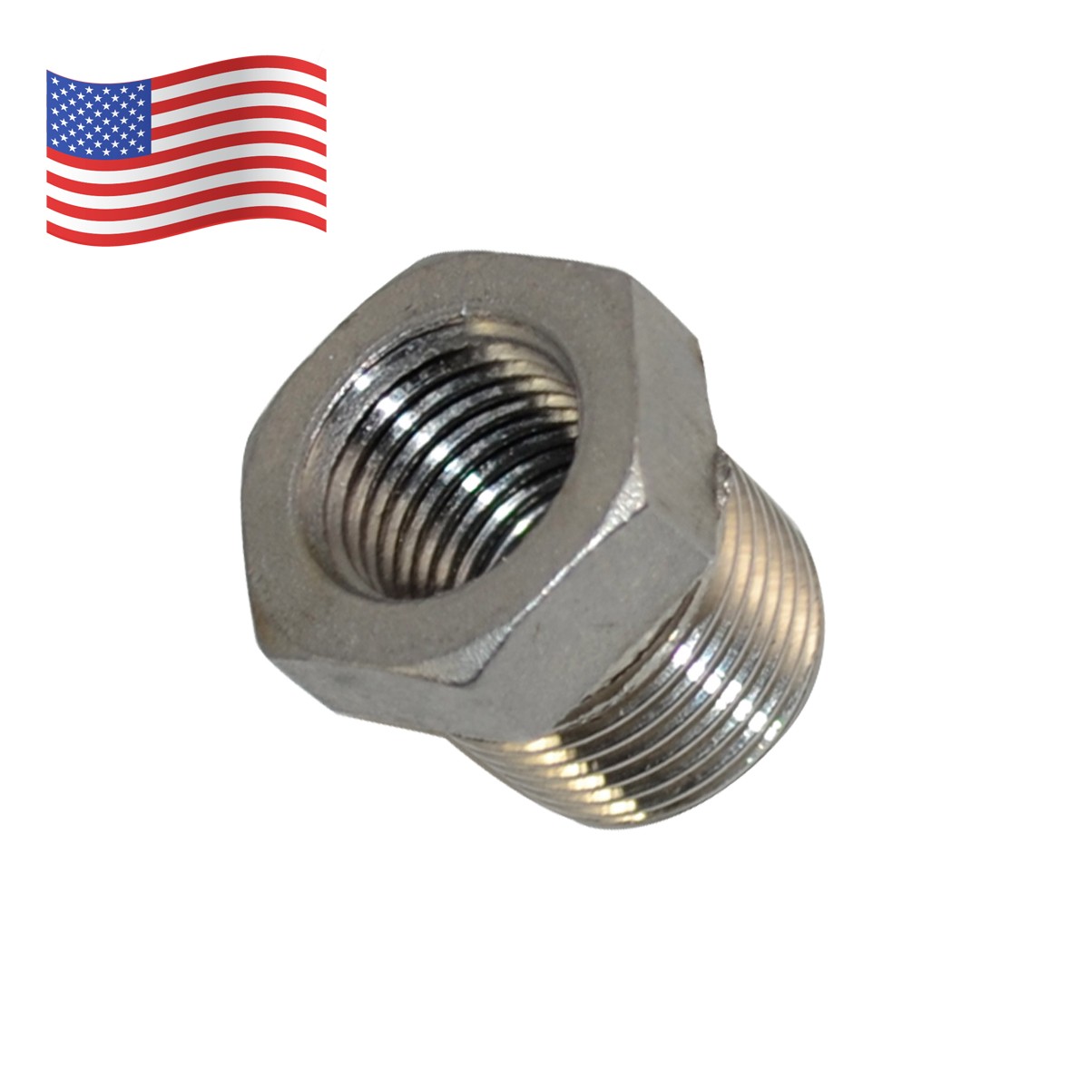 3/8" male to 1/4" NPT female HEX Pipe Reducer bushing adapter Stainless Steel