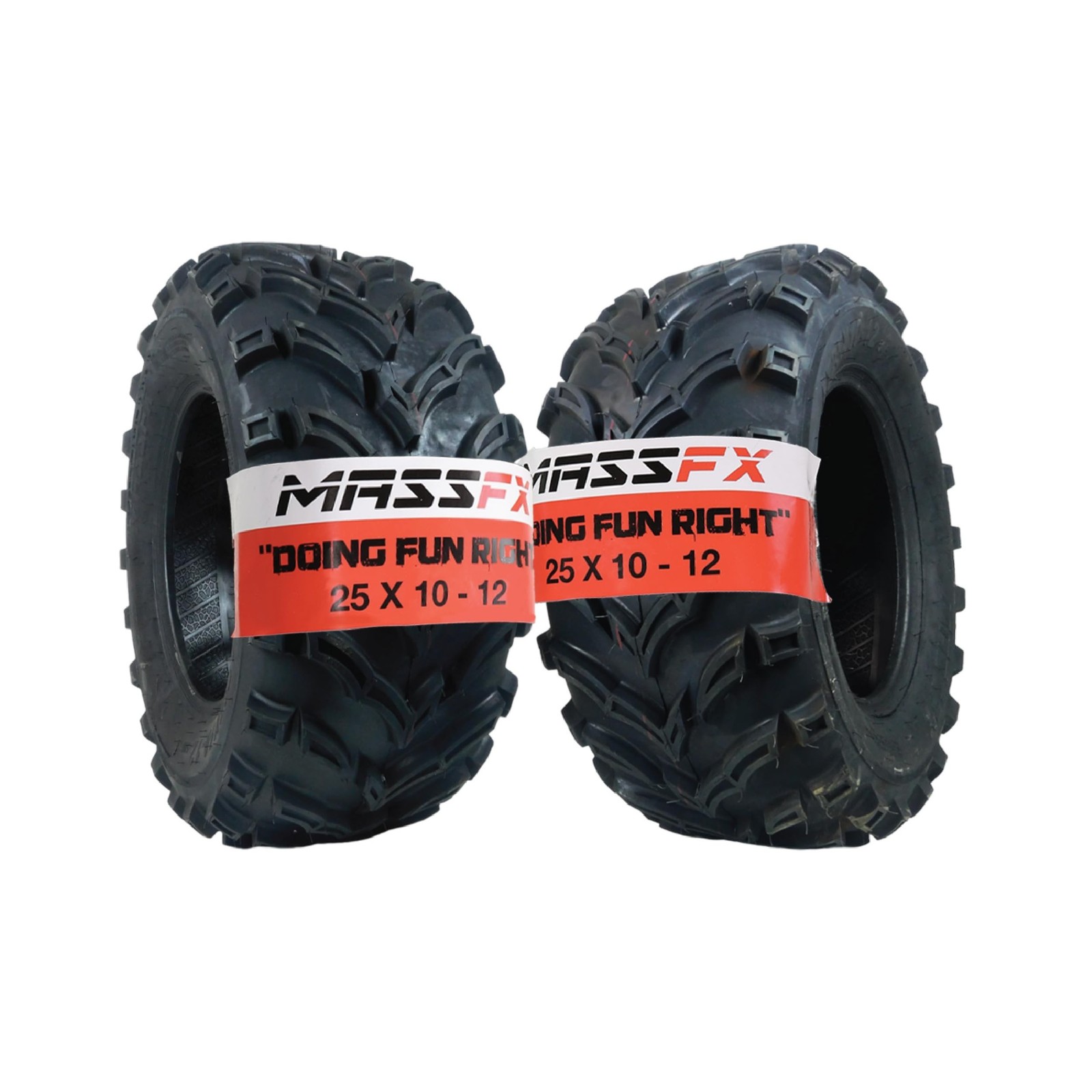 25x10-12 Rear ATV Tire 6-Ply Checkmark Tread 2-Pack 25x10x12 | Aggressive che...