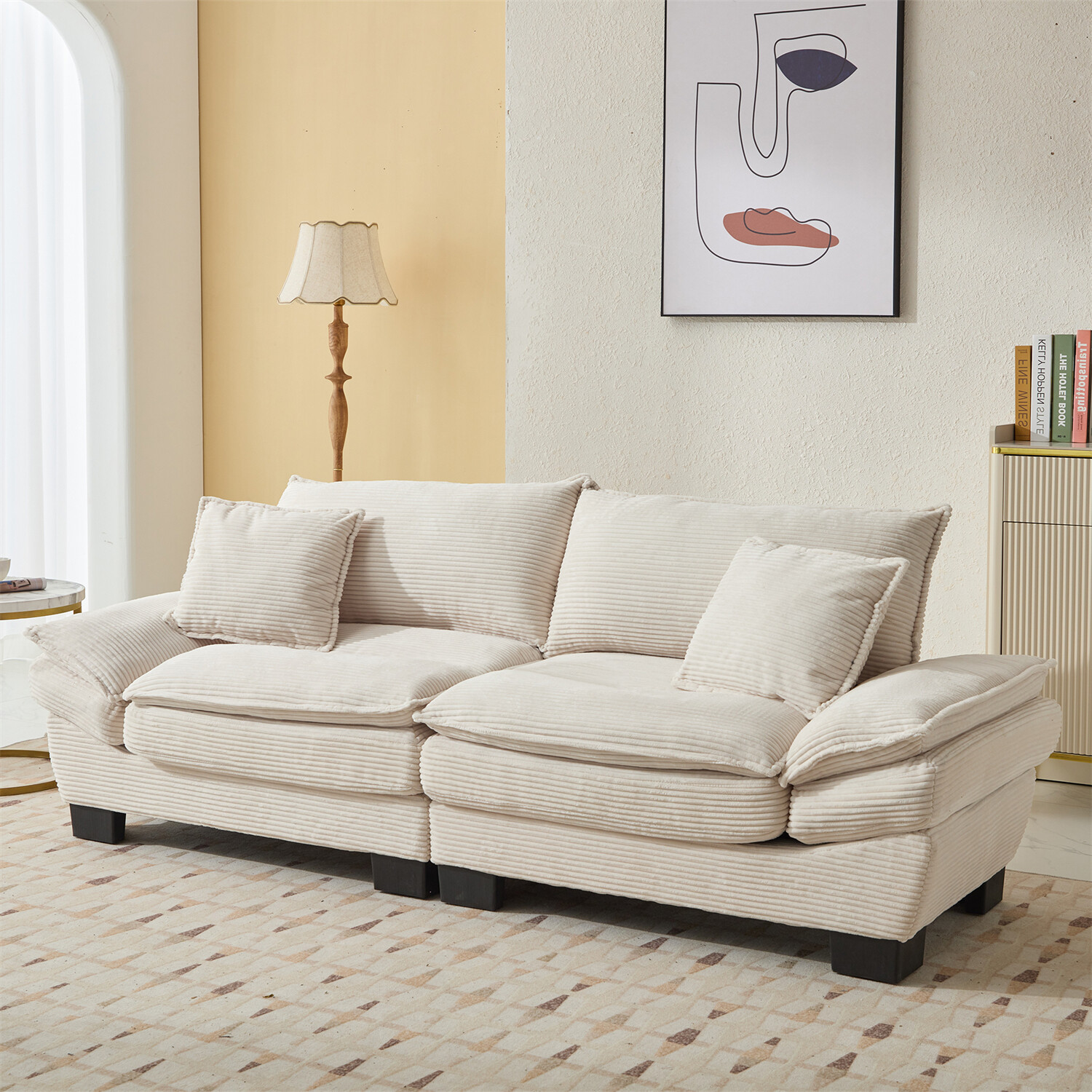 Modern Loveseat Sofa 2 Seater Couch Corduroy Upholstered Sofa for Living Room