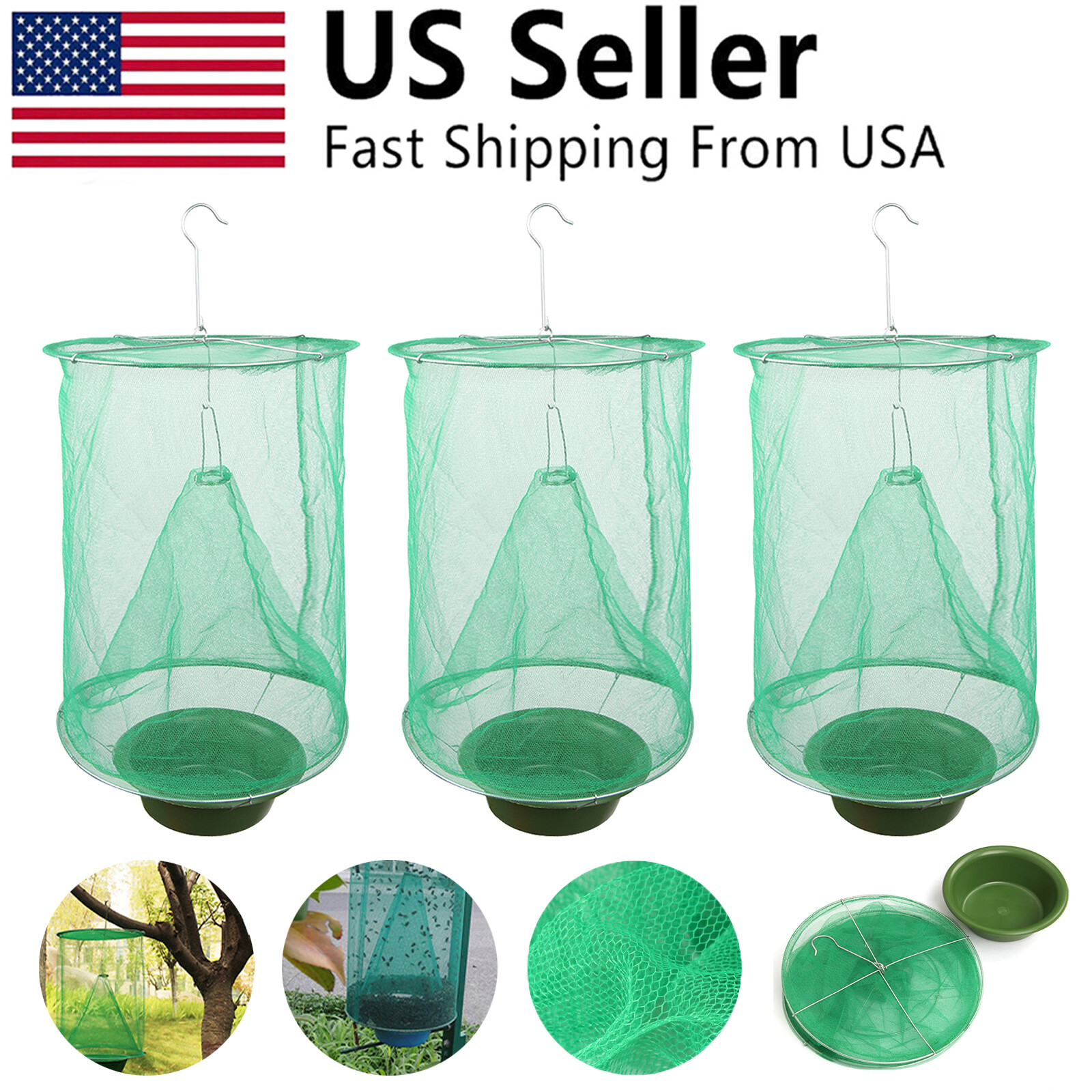3Pack The Ranch Fly Trap Outdoor Fly Trap Killer Bug Net Cage Perfect for Horses