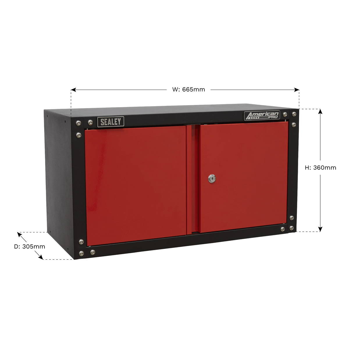 Sealey American Pro Modular 2 Door Wall Cabinet Black / Red