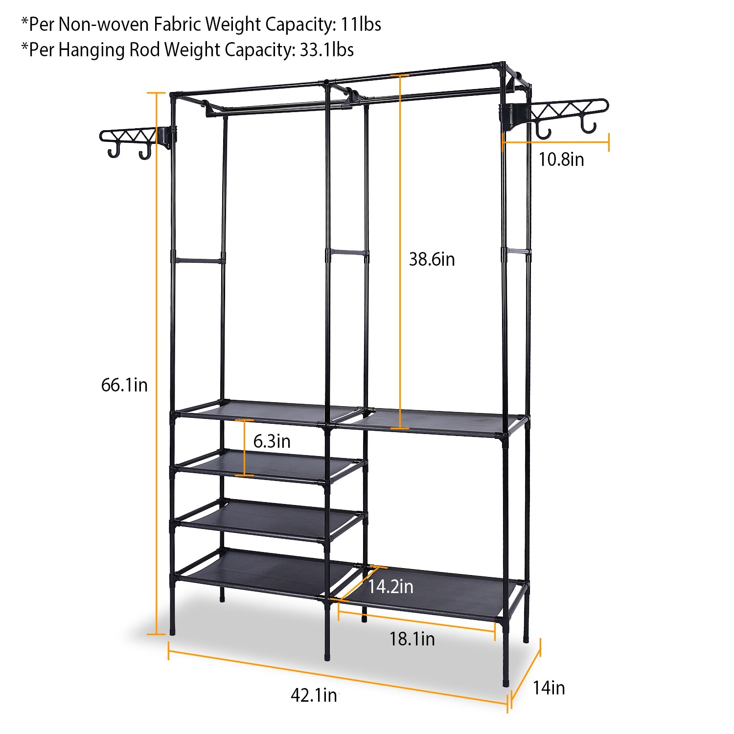 Heavy Duty Clothing Garment Rack Rolling Clothes Organizer Double Rails Hanging