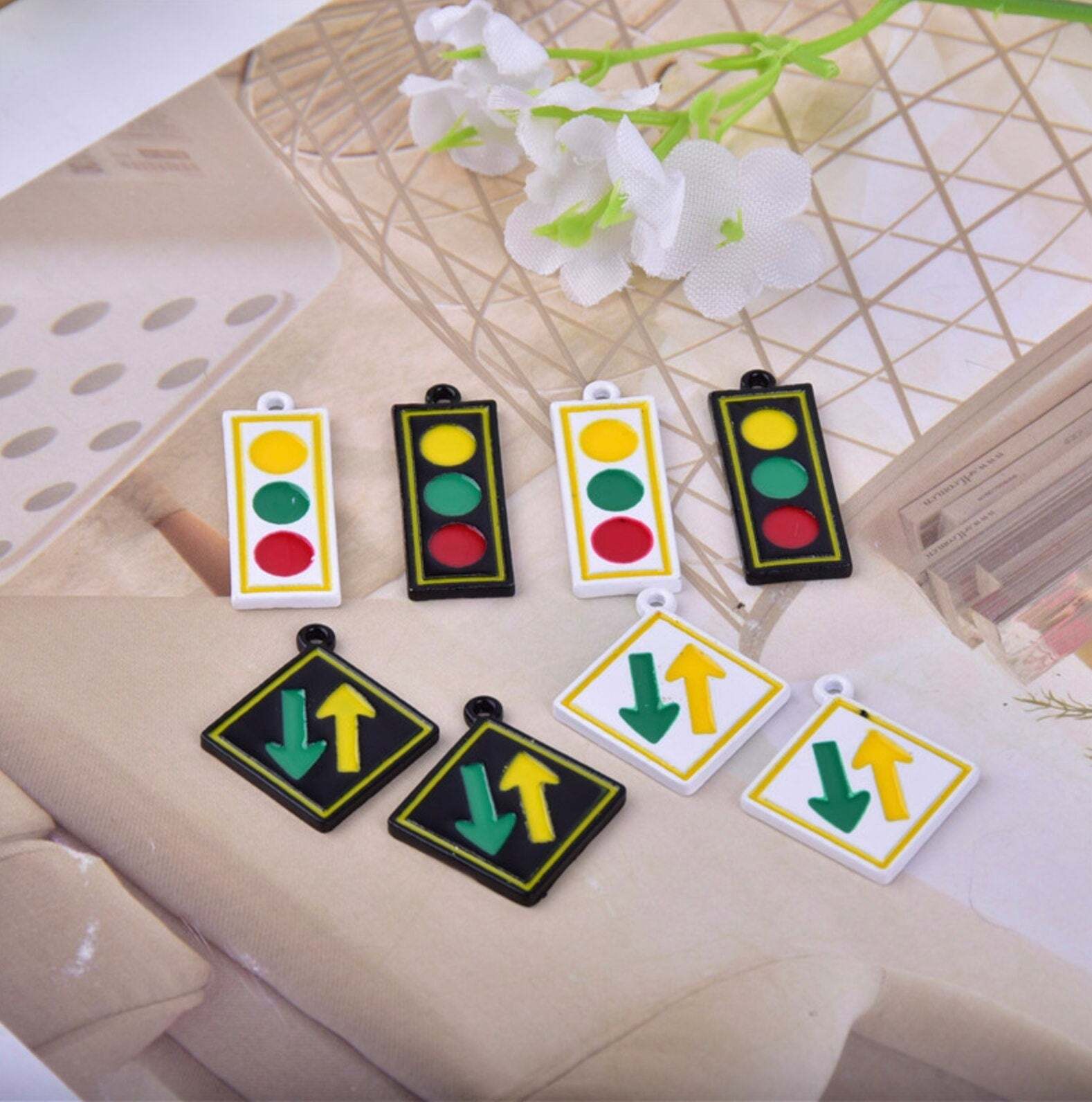 Cute Traffic Sign and Traffic Light Acrylic Charms