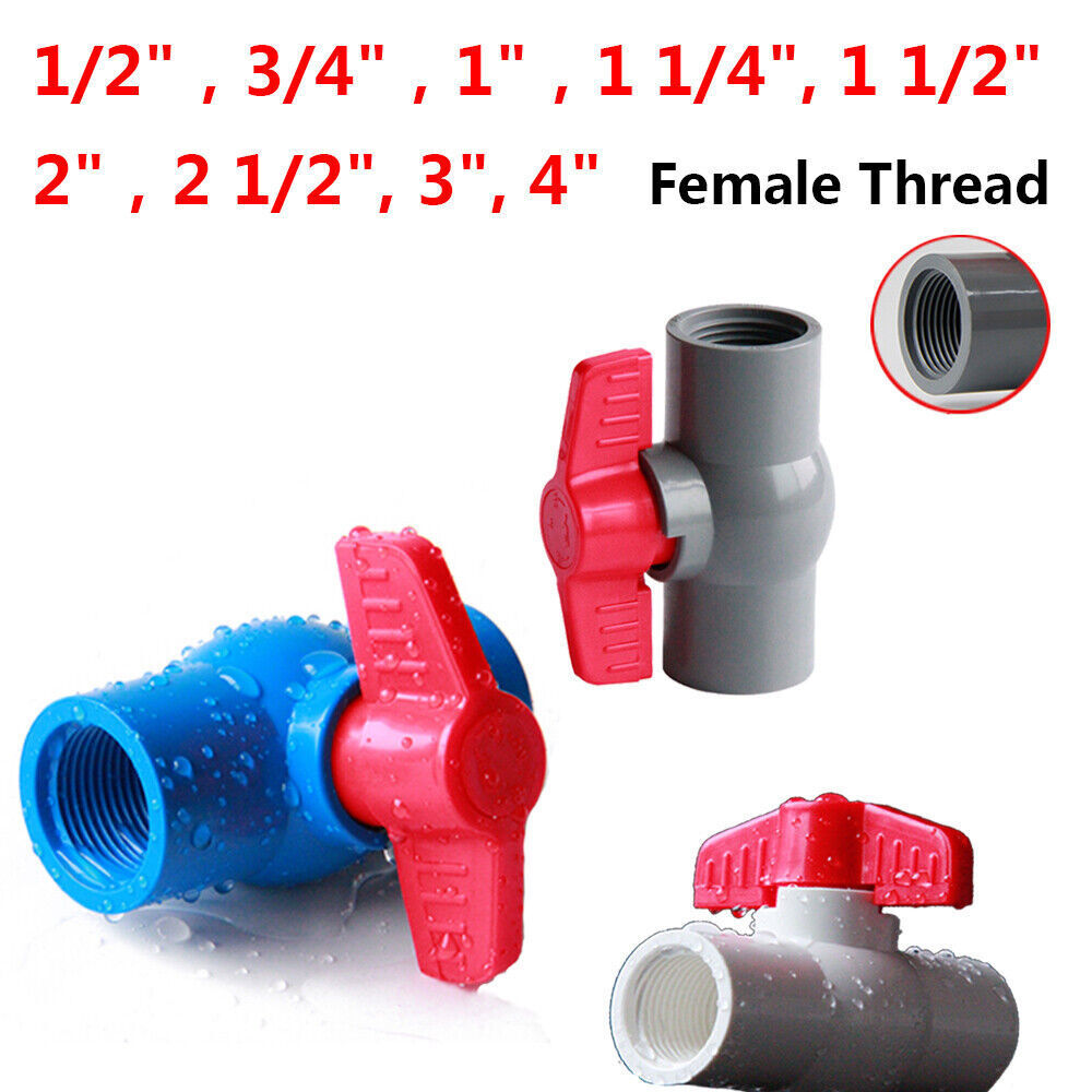 BSP 1/2" -4" PVC Female Thread PVC Plastic Ball Valves Pipe Fittings Coupling
