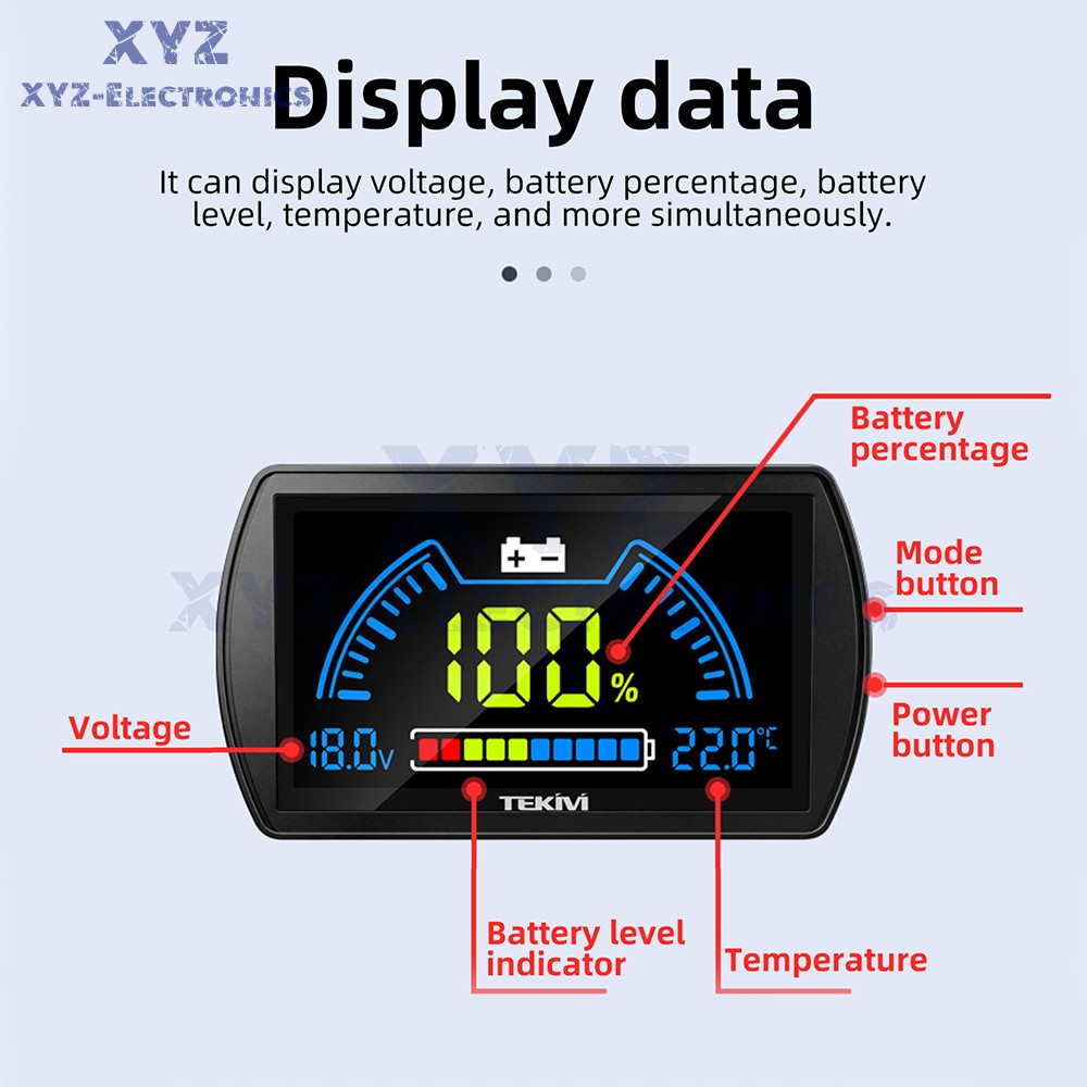 Digital Voltage Power Indicator Temperature Sensor Two-Wire Battery Level Meter