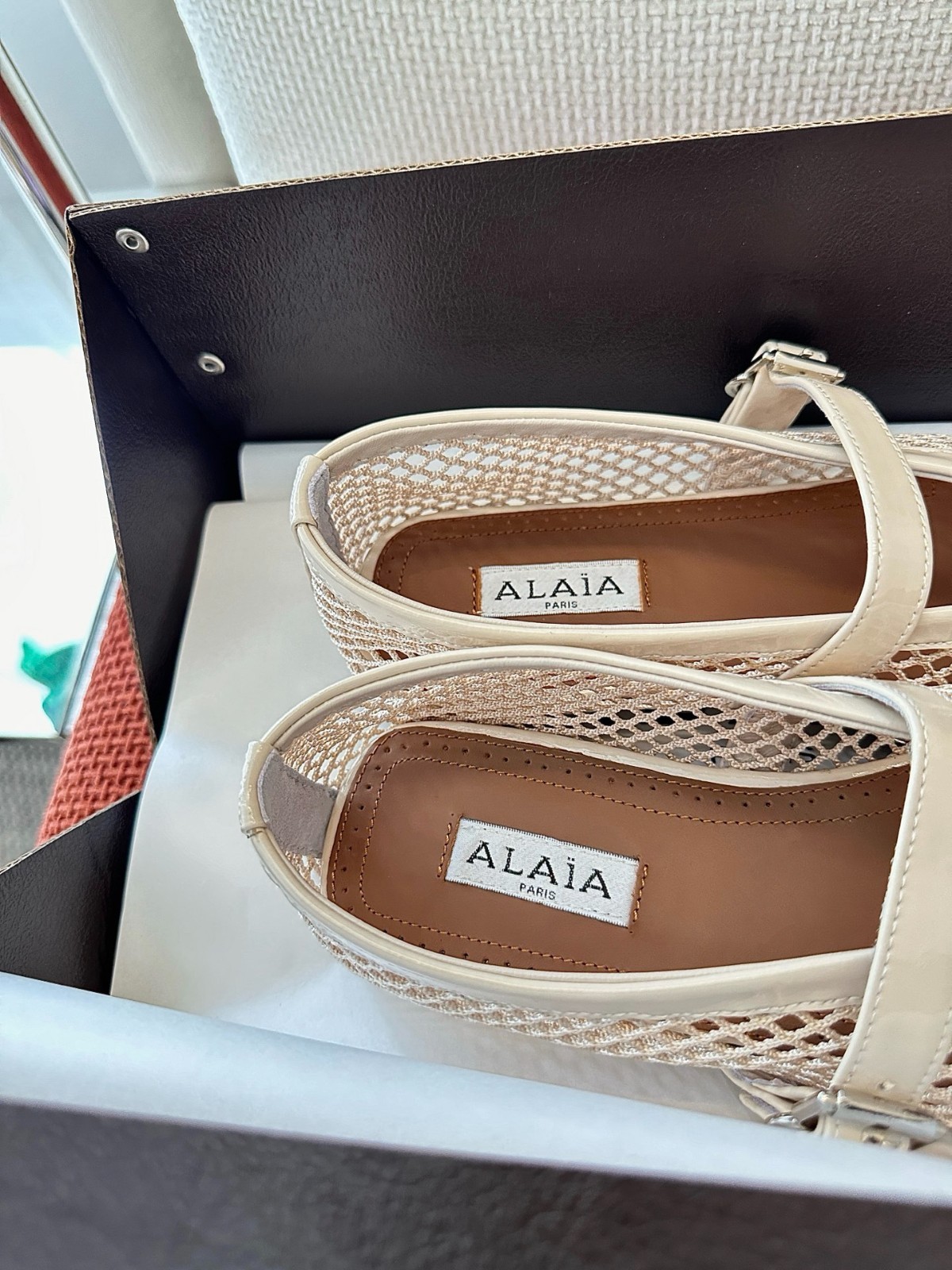 ALAIA Classic Mesh Woven Ballet Flats