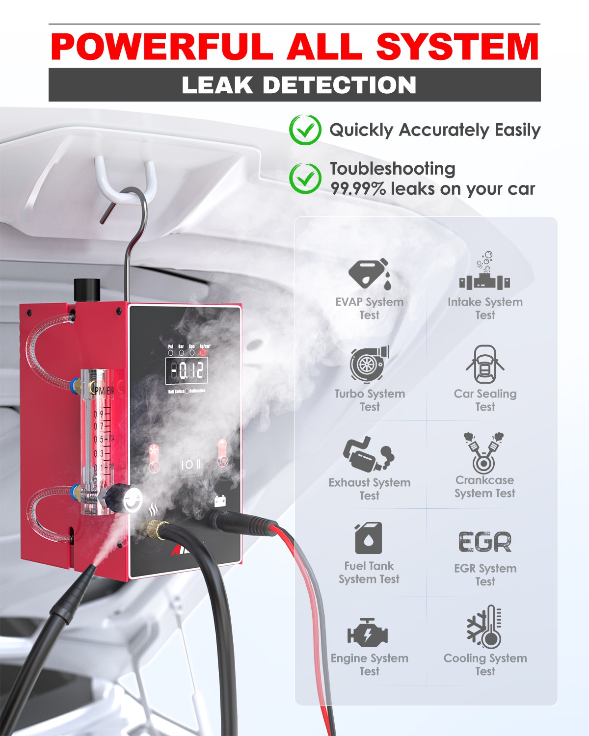 Ancel L300 EVAP Smoke Machine Leak Detector Tester With Adjustable Flow Meter US