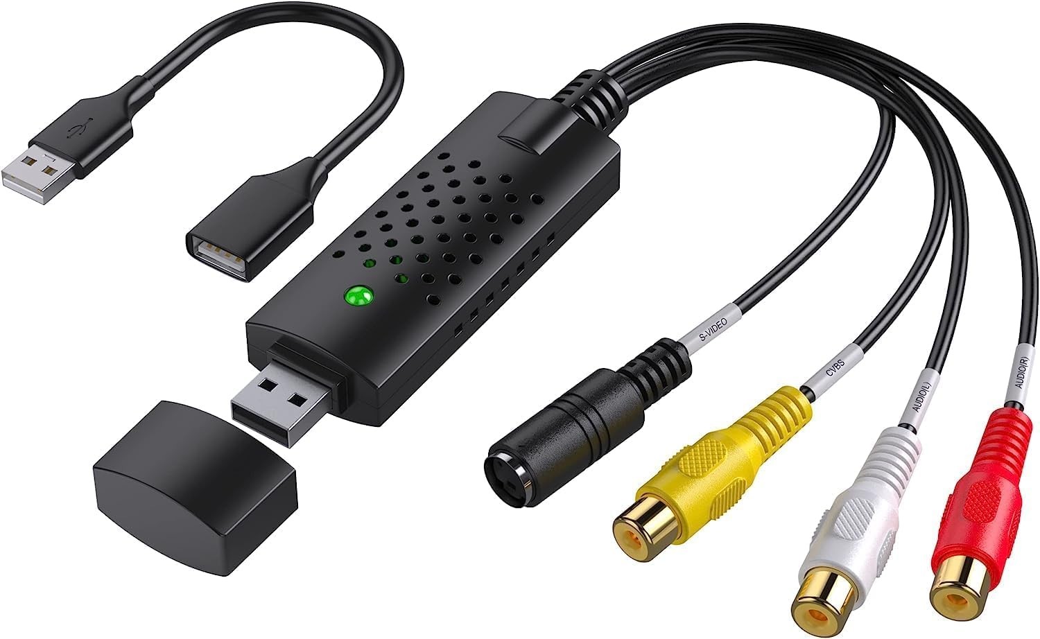 Capture Card, USB Video Card Device, Audio RCA TO USB, Black