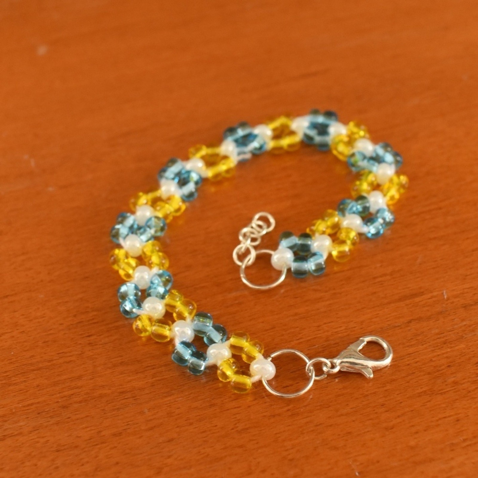 Golden Azure Beaded Bracelet