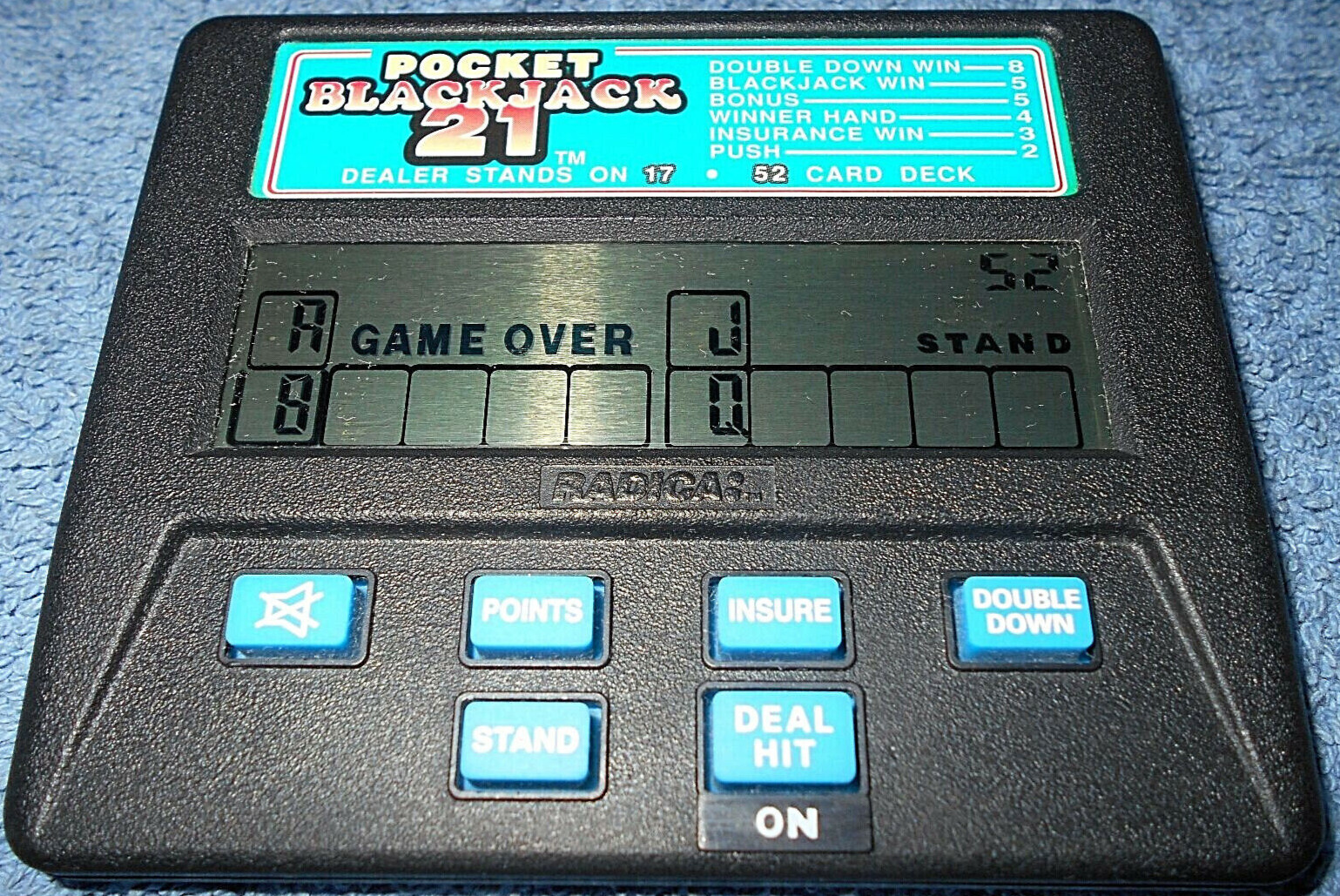 VINTAGE RADICA POCKET BLACKJACK 21 HANDHELD ELECTRONIC GAME MODEL 1350 - NICE