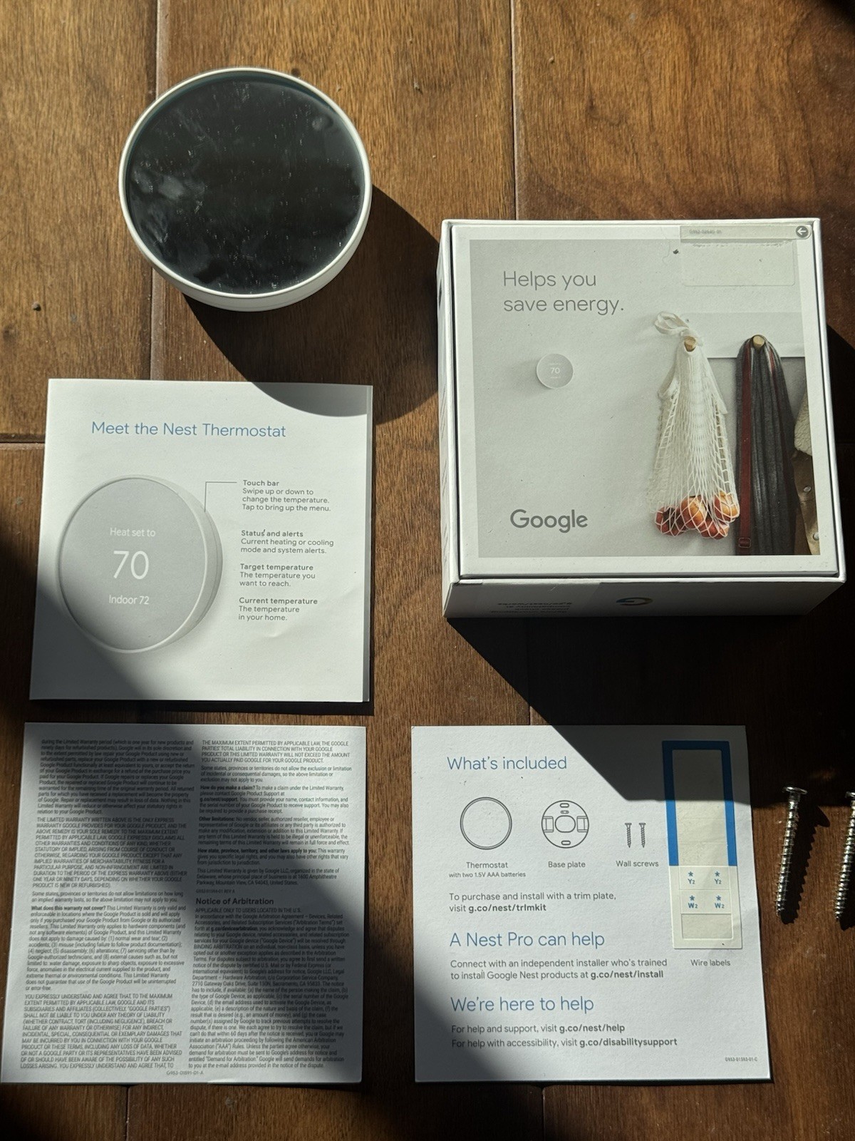 Google Nest Smart Thermostat, Snow -US