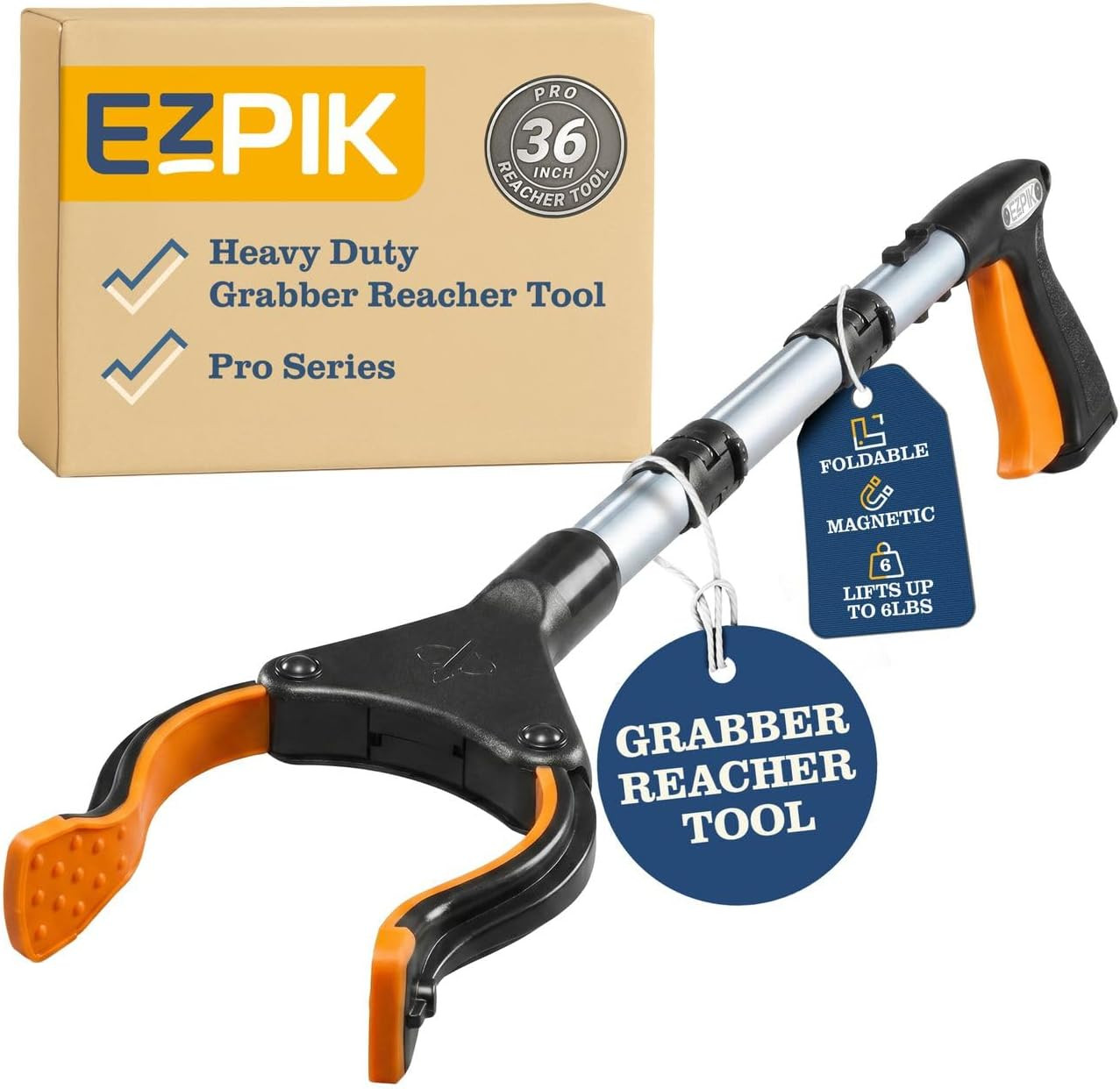Pro 36" Flexible Folding Grabber Tool for Elderly + Magnets, Reacher