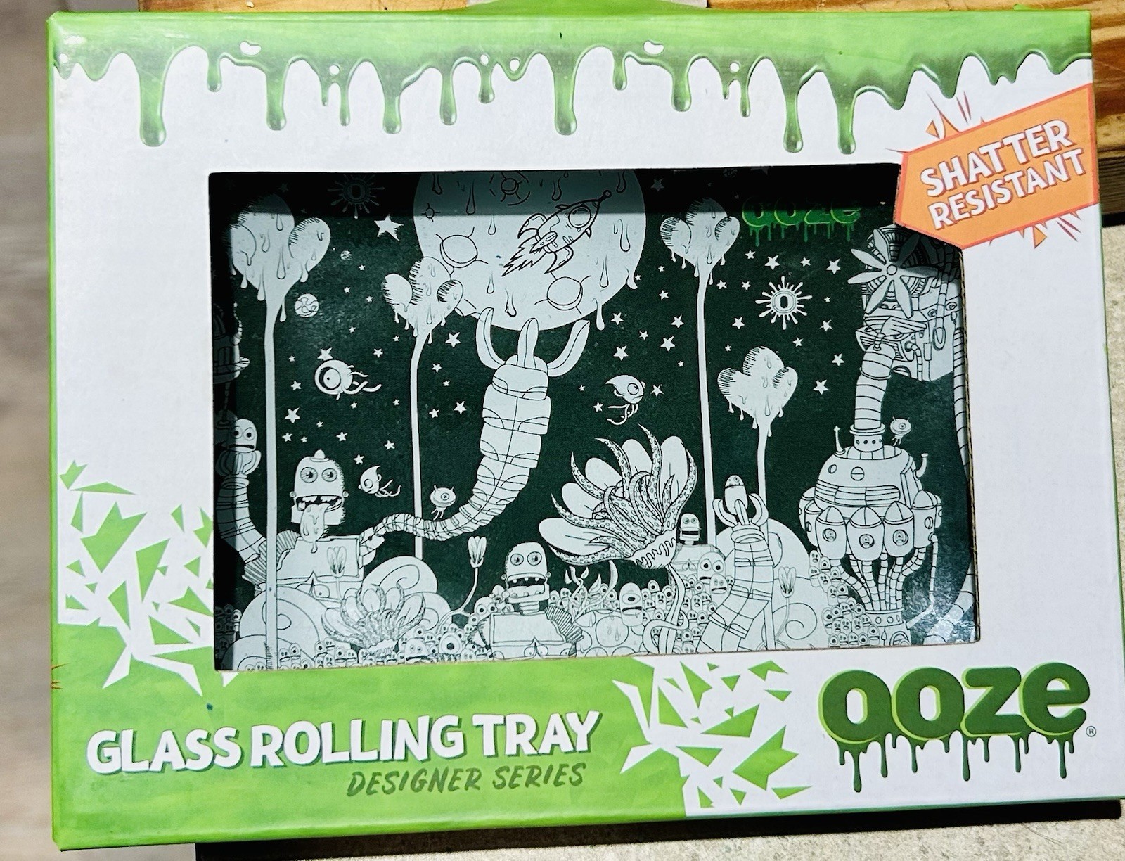 OOZE Glass Rolling Tray 6.30” x 4.75” Shatter Resistant