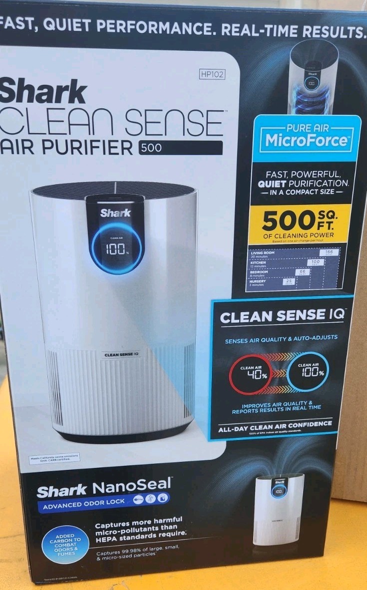 Shark HP102 Air Purifier with True HEPA Clean Sense IQ, Odor Lock - White NEW