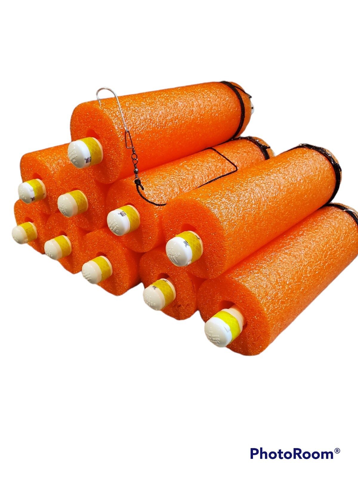 Catfish Jugline JUMBO Kayak fishing Noodle Jugs lot of 10 Orange Purp Yellow 3in