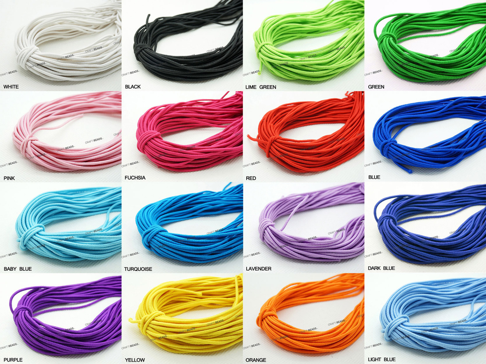 1mm 1.2mm 2mm 4mm - Nylon Coated Round Elastic Spandex Cord Beading Mala Craft