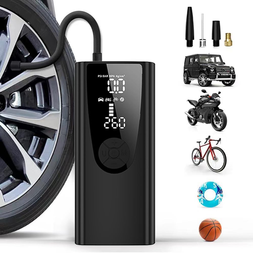 Yawyard Tire Inflator Portable Air Compressor/Pump for Car Tires Black