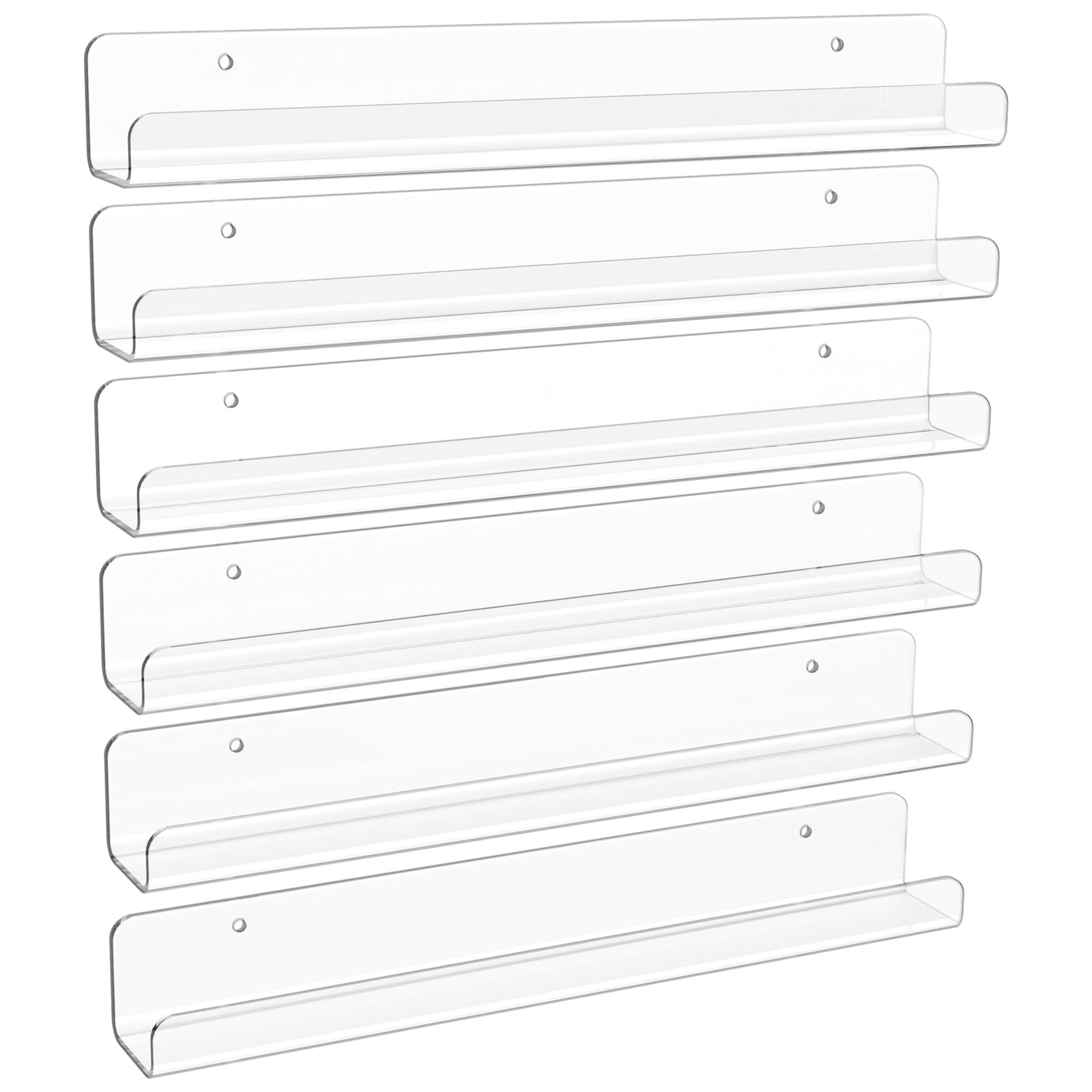 upsimples 6 Pcs 12" Clear Acrylic Shelves, Small Shelf for Wall Display | Narrow