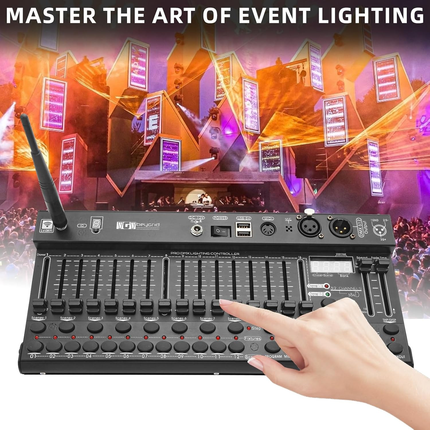 DMX512 384 Channel Controller, 2.4G Wireless & Wired Dual Mode DMX Light Control