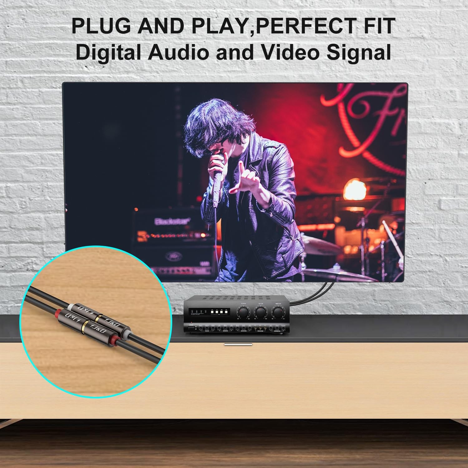 J&D 2 RCA Extension Cable, Gold Plated Copper Shell Heavy 6 Feet
