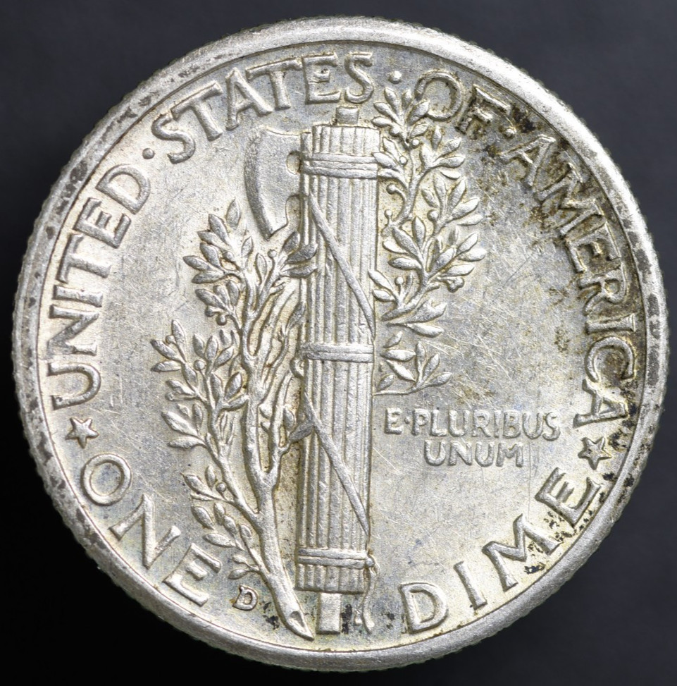 1943-D Mercury Dime UNC Mint State FSB FULL SPLIT BANDS (#8472)