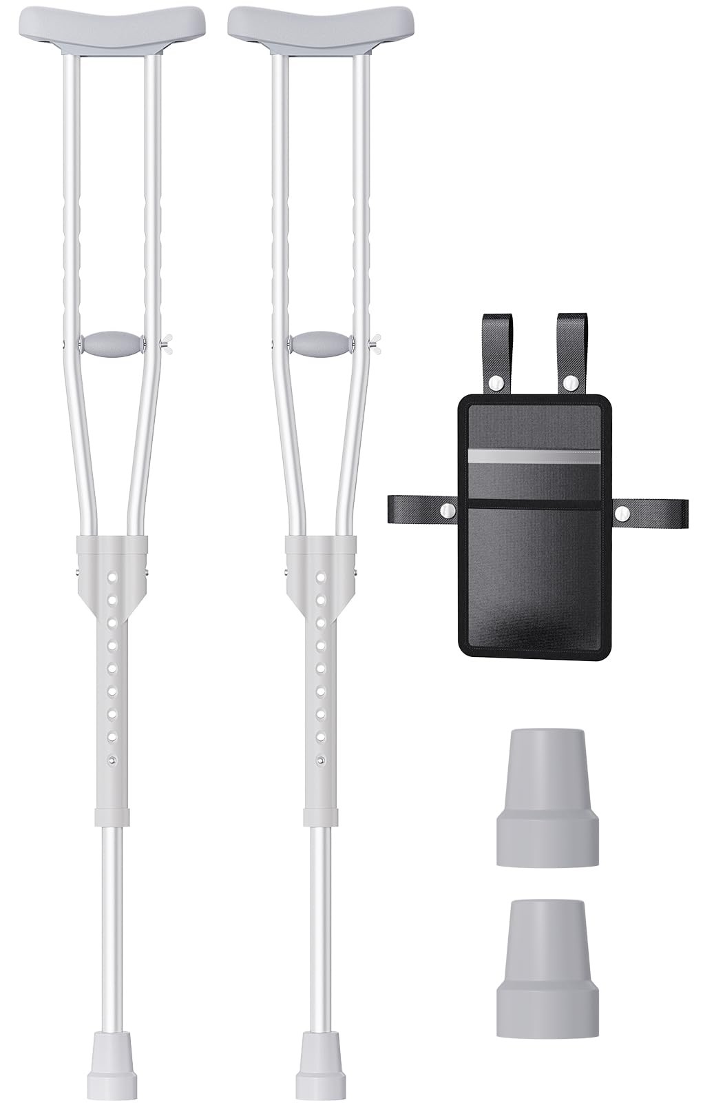 Aluminum Crutches for Adults & Seniors, Adjustable Crutches for Walking, Comf...