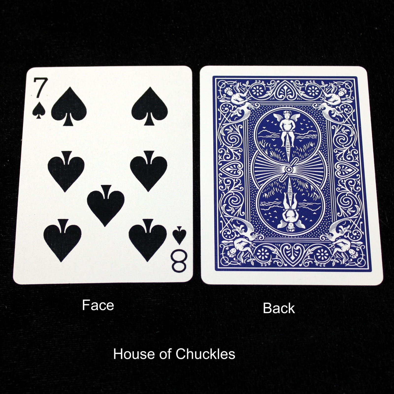 7 of Spades / 8 of Spades - Mis-Indexed, Bicycle Printed Gaff Card, Blue