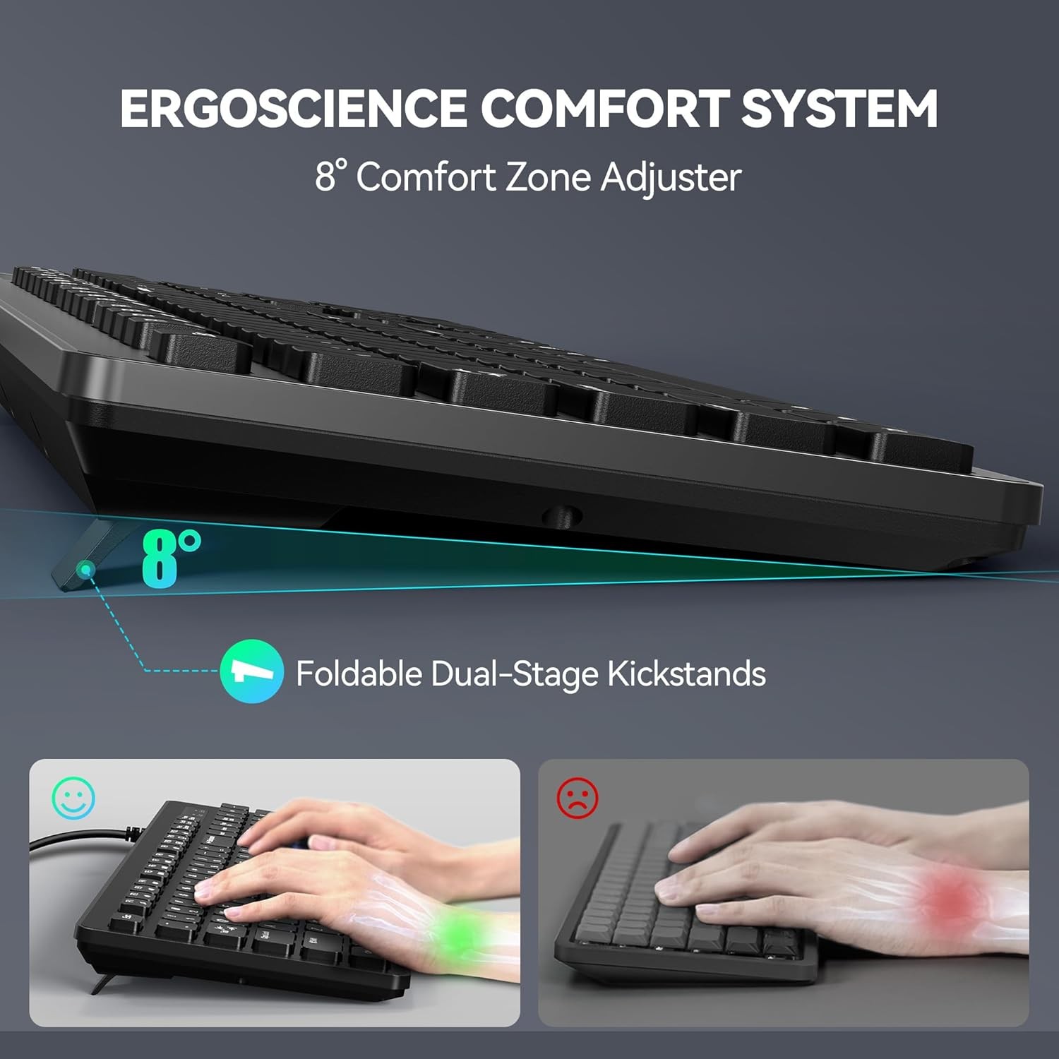 Quiet Full-Size USB Keyboard – Silent Membrane, 104 Keys
