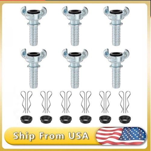 6 PCS 3/4" NPT Iron Air Hose Fitting Universal Coupling For Hose End