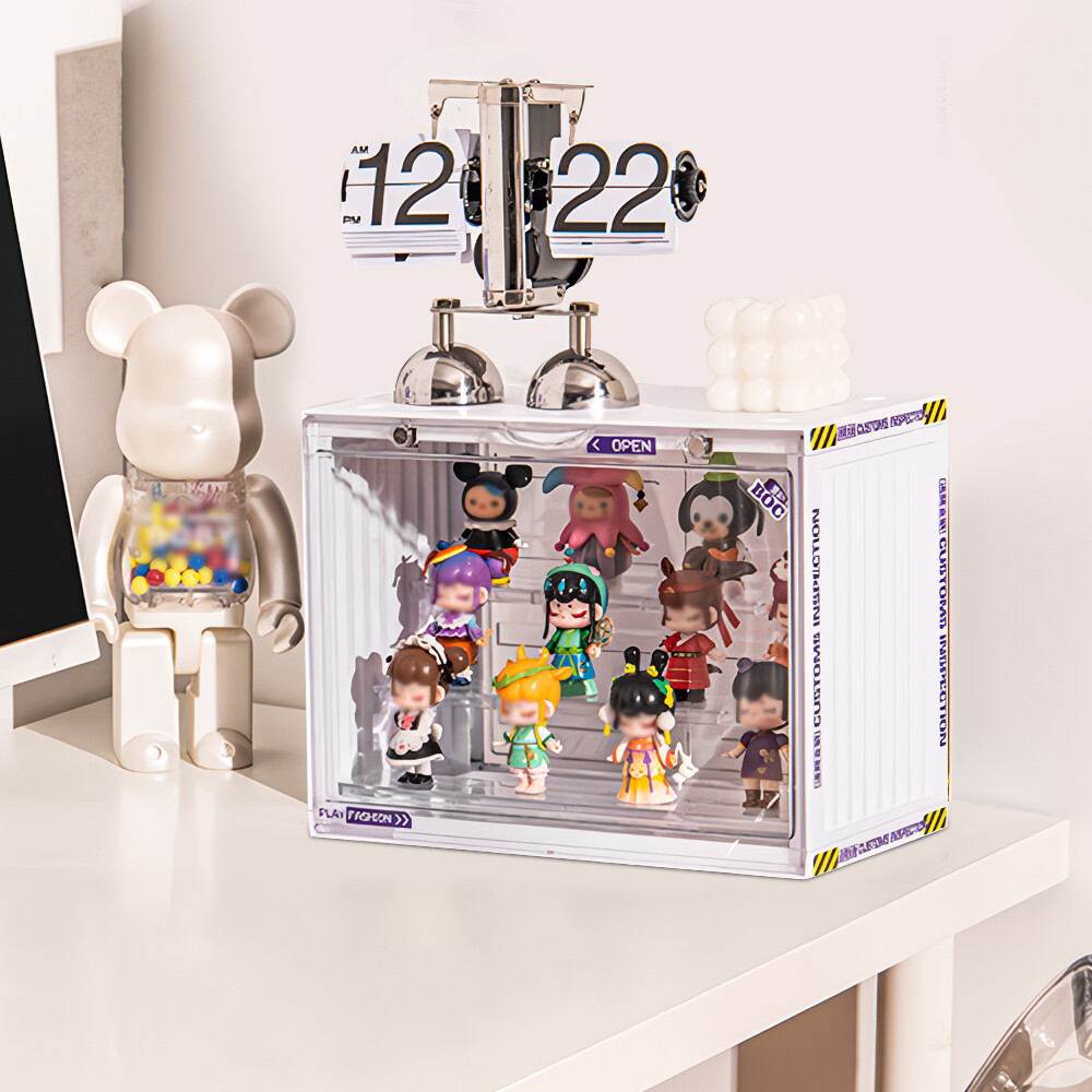 1/2 Clear Acrylic 3 Tier Figure Display Case with 2Movable Plates Stackable Show
