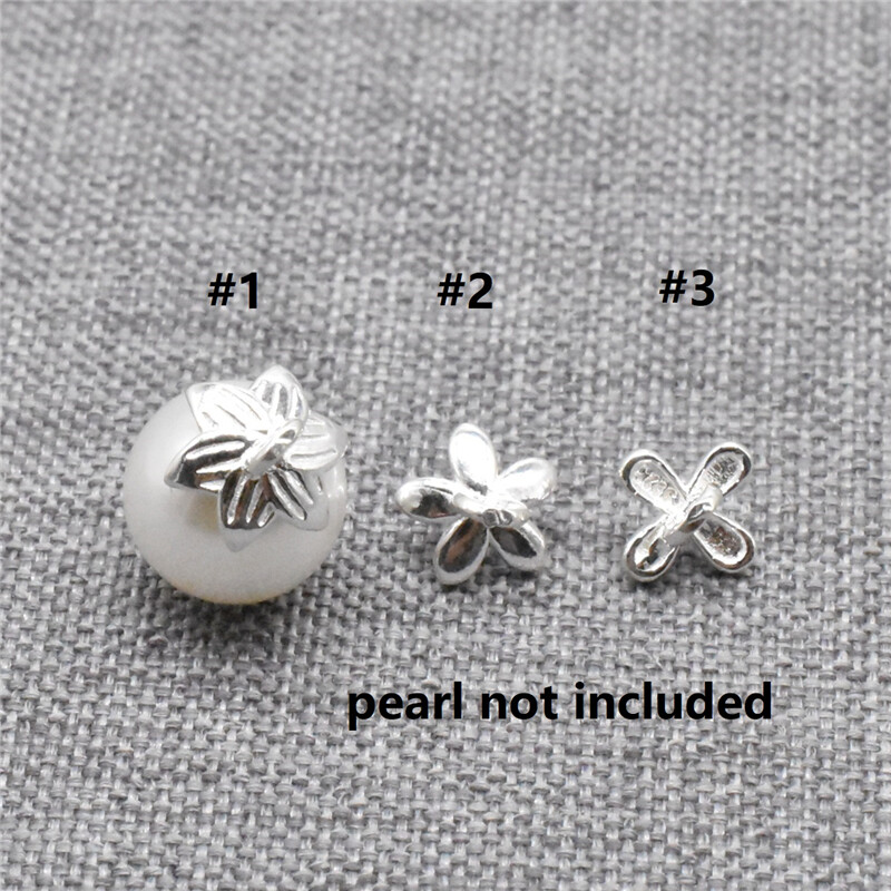 6 Sterling Silver Flower Cup & Twist Peg Drops for Half Drilled Pearl