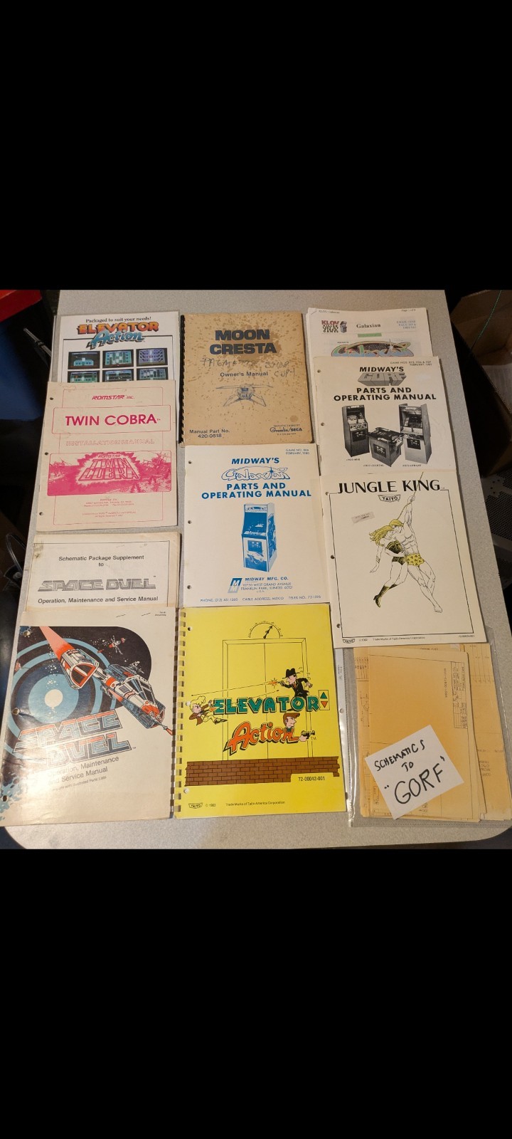 Lot Of 11 Vintage Arcade Manuals, Schematics And Hand Books. Jungle Hunt, Space