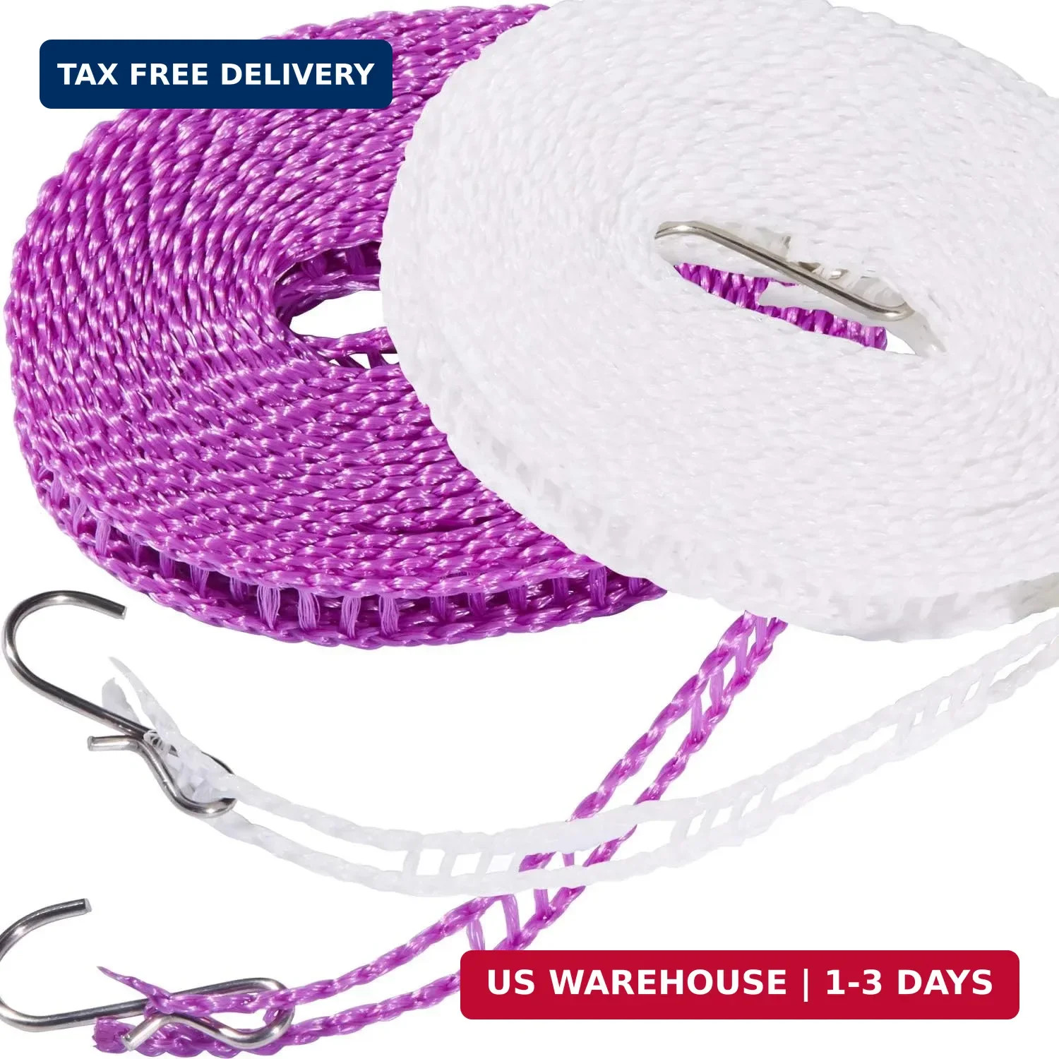 Foshine 2 Pack Clotheslines 1.64ft Length Camping Drying Rope Portable | 5m Clot